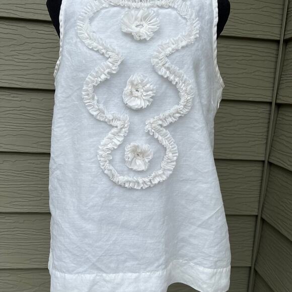 J. Crew women’s size 8, sleeveless white top with accent ribbon - Picture 2 of 11